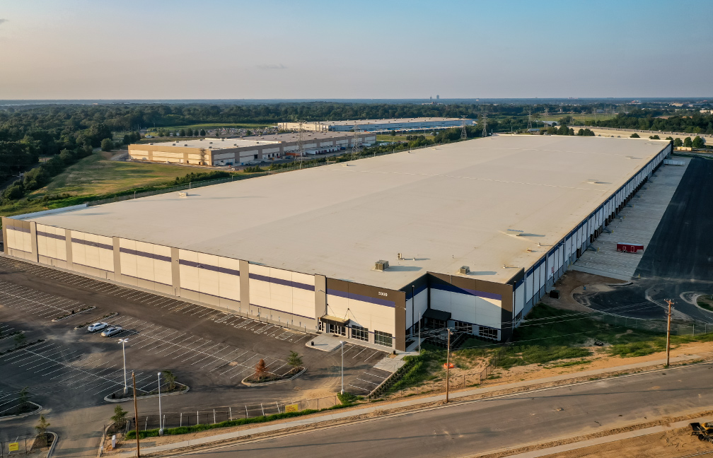 aerial view of a distribution facility constructed for DHL