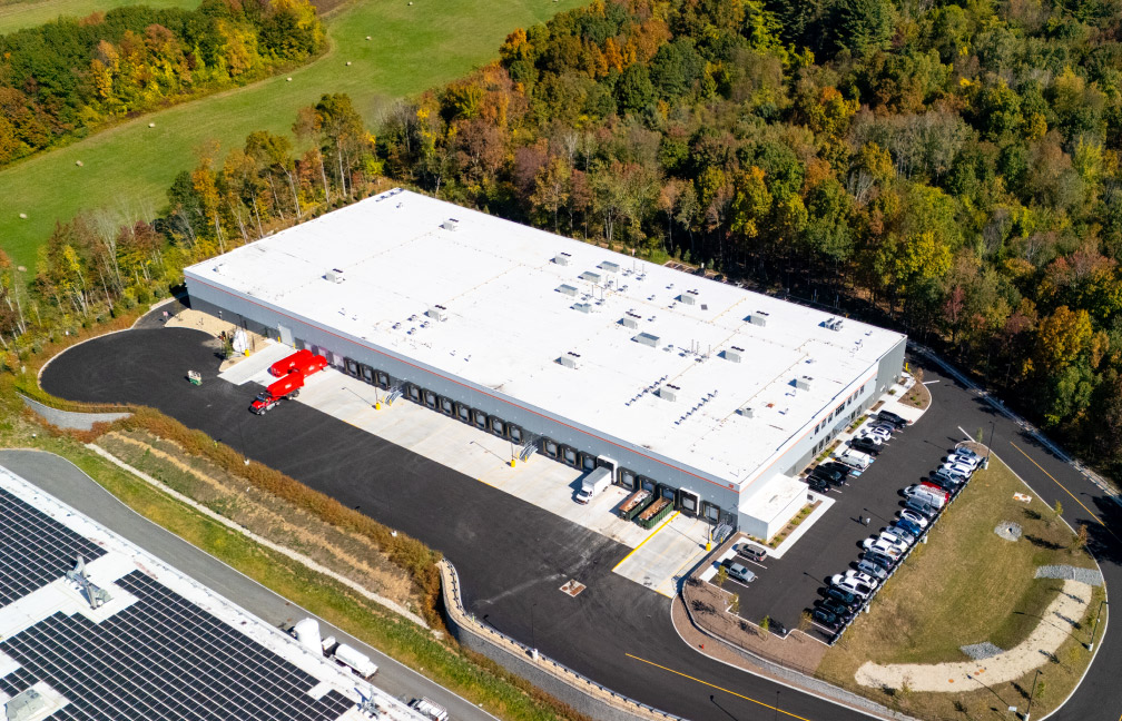 aerial image of the dunkin build to suit bakery
