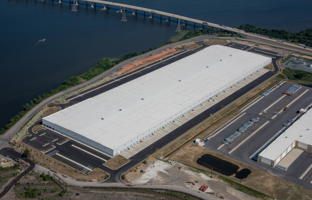 aerial image of the amazon distribution facility in baltimore